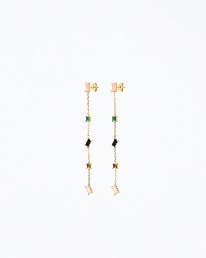 Front of a size O/S Devo Drop Earrings in Gold in Gold by F+H Studios. | dia_product_style_image_id:330084